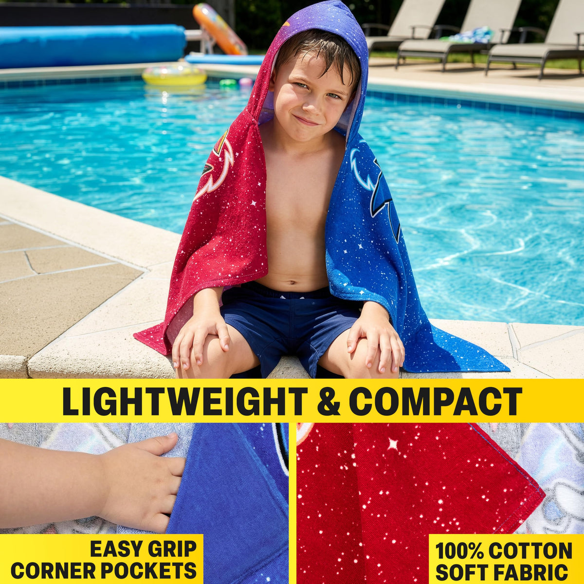 Get Trend Sonic Hedgehog towel with pocket design for easy wrap after bath.
