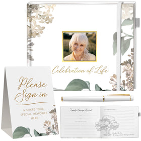 GetProducts elegant white funeral guest book cover with premium craftsmanship for durable keepsakes.