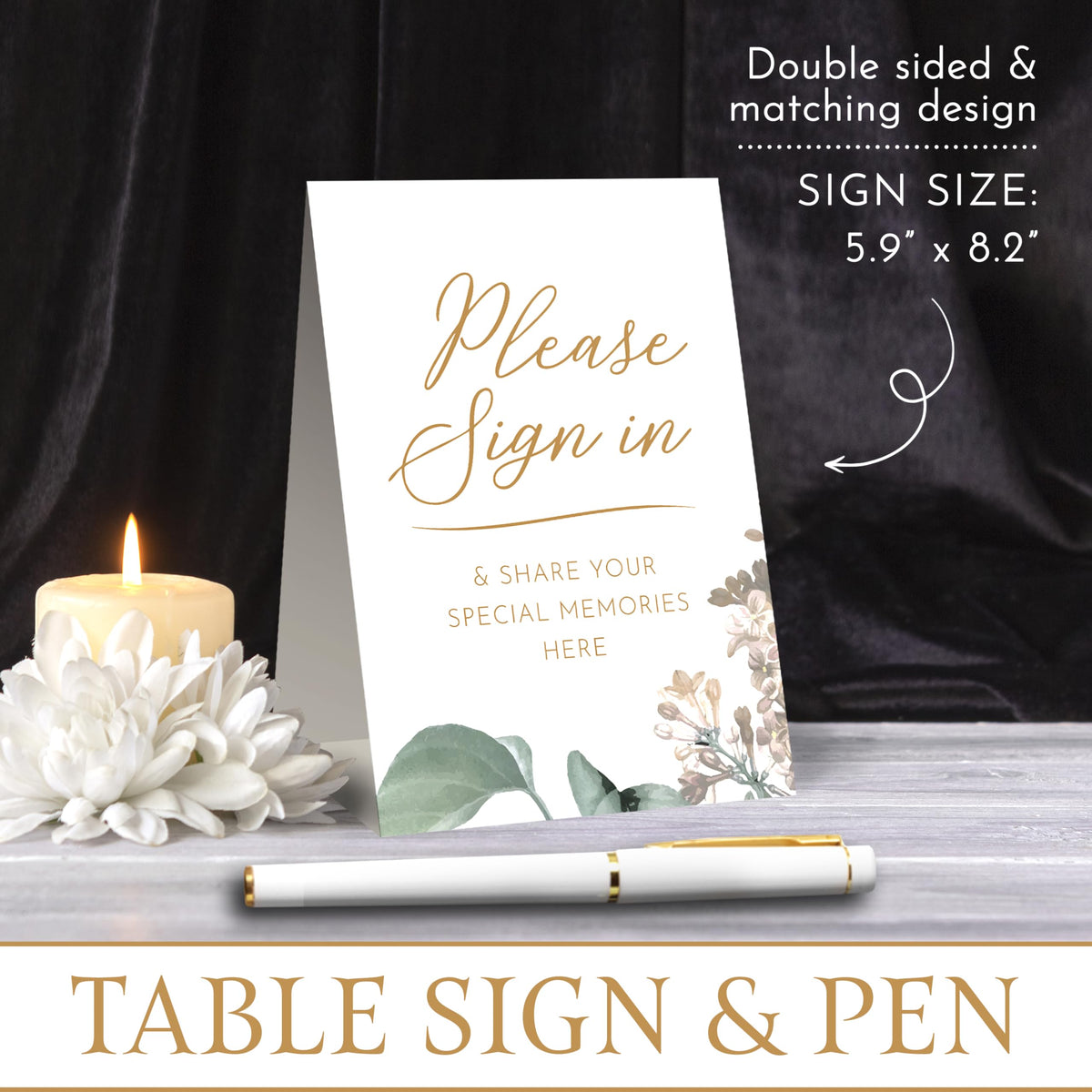 GetProducts elegant white funeral guest book pocket for cards and keepsakes.