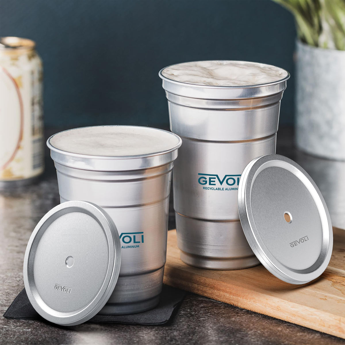 Gevoli straw hole lid fits up to 1/4 inch for standard straws.