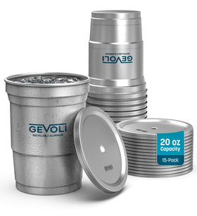 Gevoli 20 oz snap-lid cup with straw hole for spill-free parties.