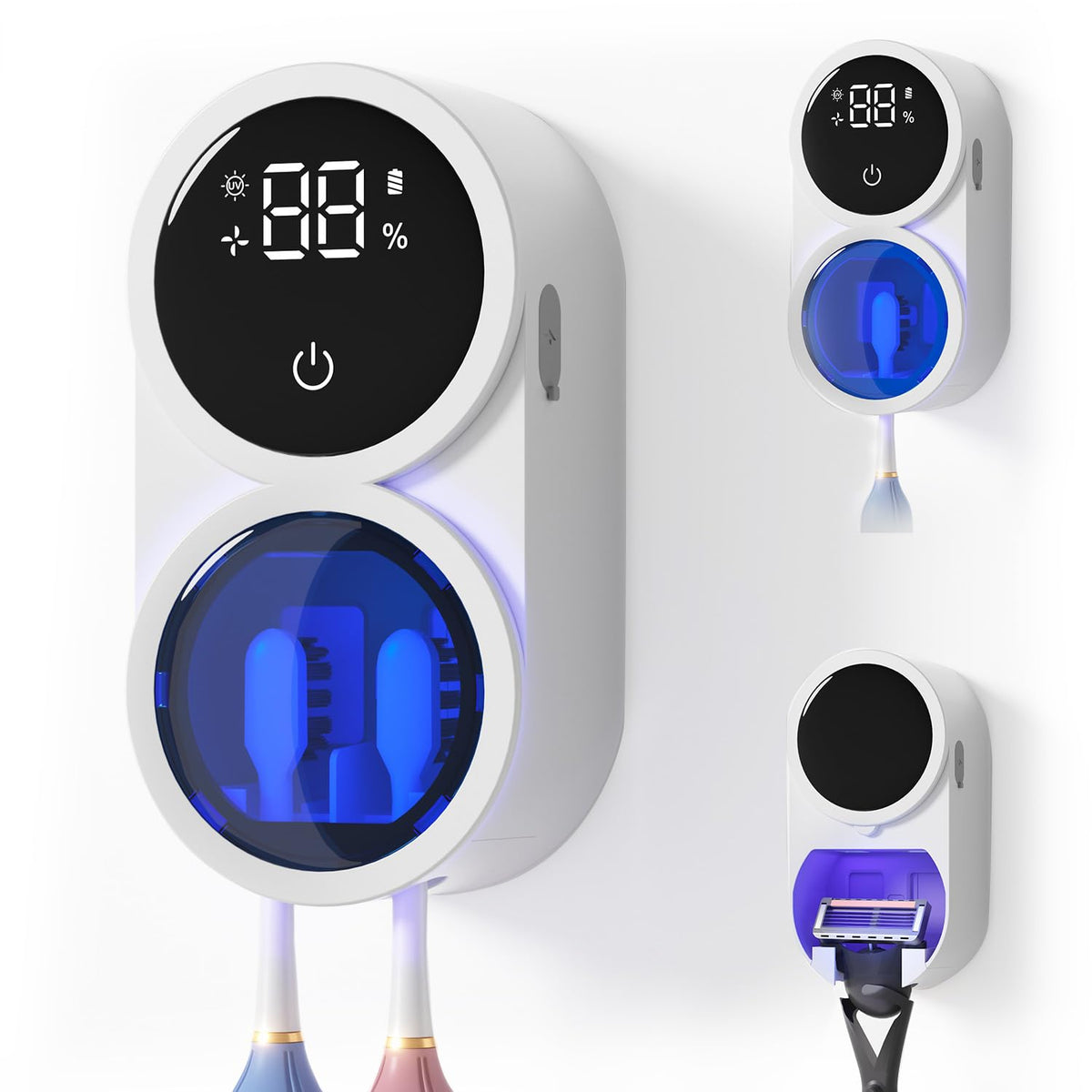 GEVOODIX toothbrush sanitizer holder mounted on wall for organized, space-saving storage.
