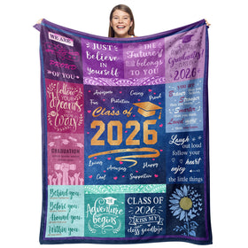 Gevuto Graduation Gift Blanket displays soft flannel for cozy warmth