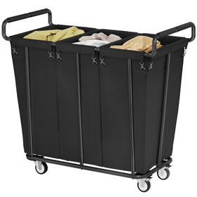 Gewudraw large wheeled hamper top view showing 360L three-section design