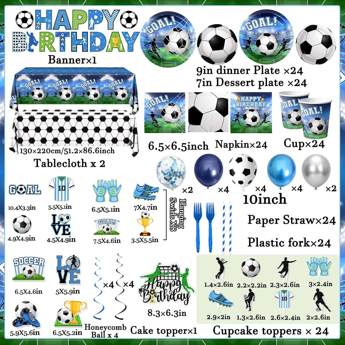 Gexlaju soccer cake topper set crowns desserts with playful soccer motifs.