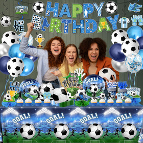 Gexlaju soccer tablecloth 51x86 inches protects surfaces with bold party style.