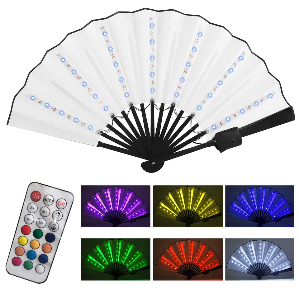 Gexmil party LED fan open view shows colorful glow for stage lighting and cooling.