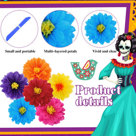 Geyee wall backdrop decor featuring vibrant Mexican paper flowers