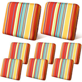 Geyoga 8pc patio stretch cushion covers protect cushions with rainbow stripes