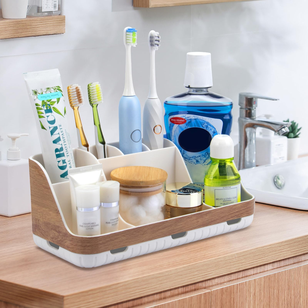 GFWARE two-tier design maximizes bathroom storage space