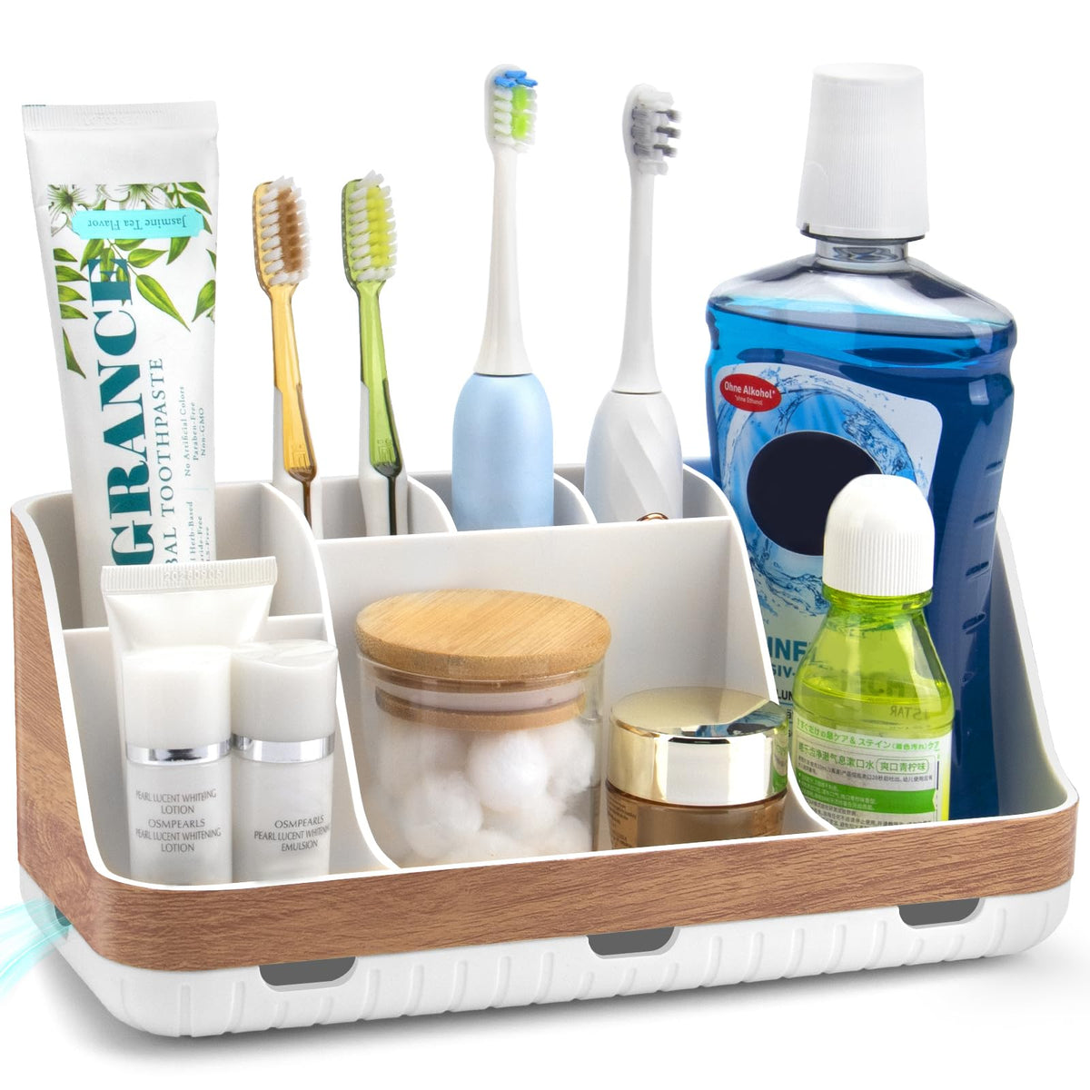 GFWARE countertop organizer with seven slots for toothbrushes and accessories