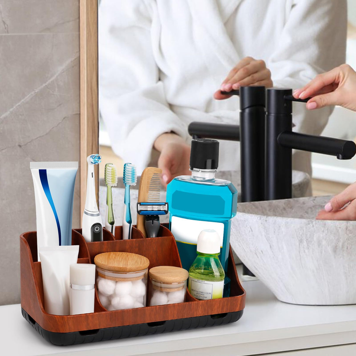GFWARE detachable-base toothbrush holder, clean quick detach for easy maintenance