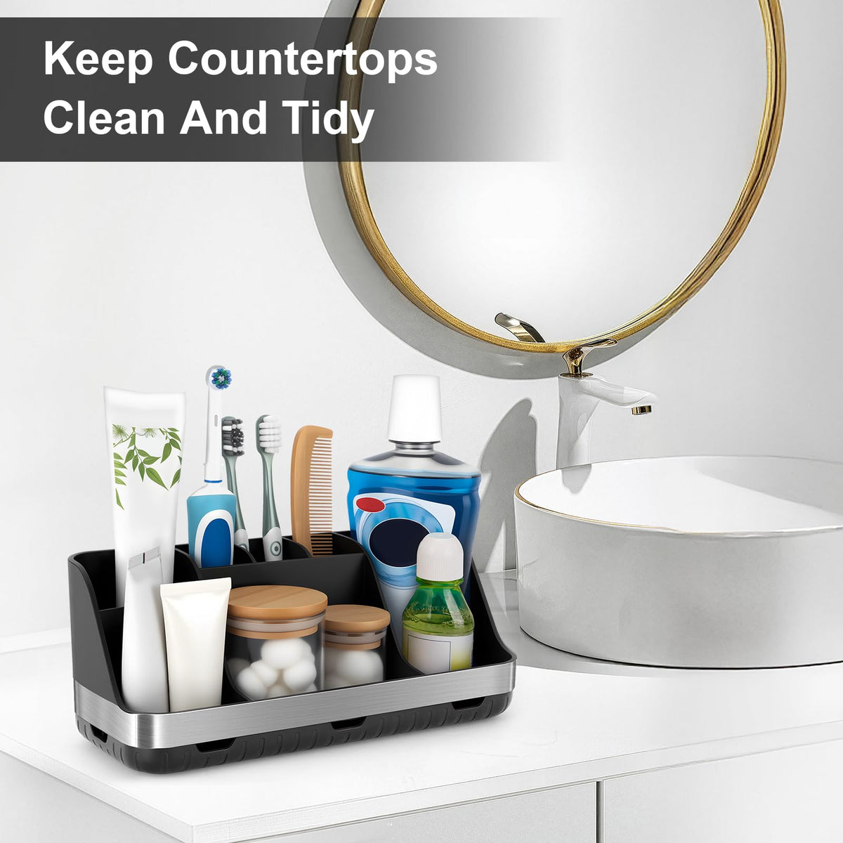 GFWARE drainage holes and ventilation keep items dry and tidy.