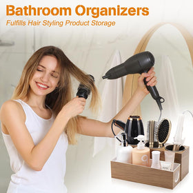 GFWARE hair tool organizer bottom compartment adds space for makeup and accessories.