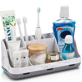 GFWARE marble bathroom organizer top view keeps toothbrushes neatly accessible