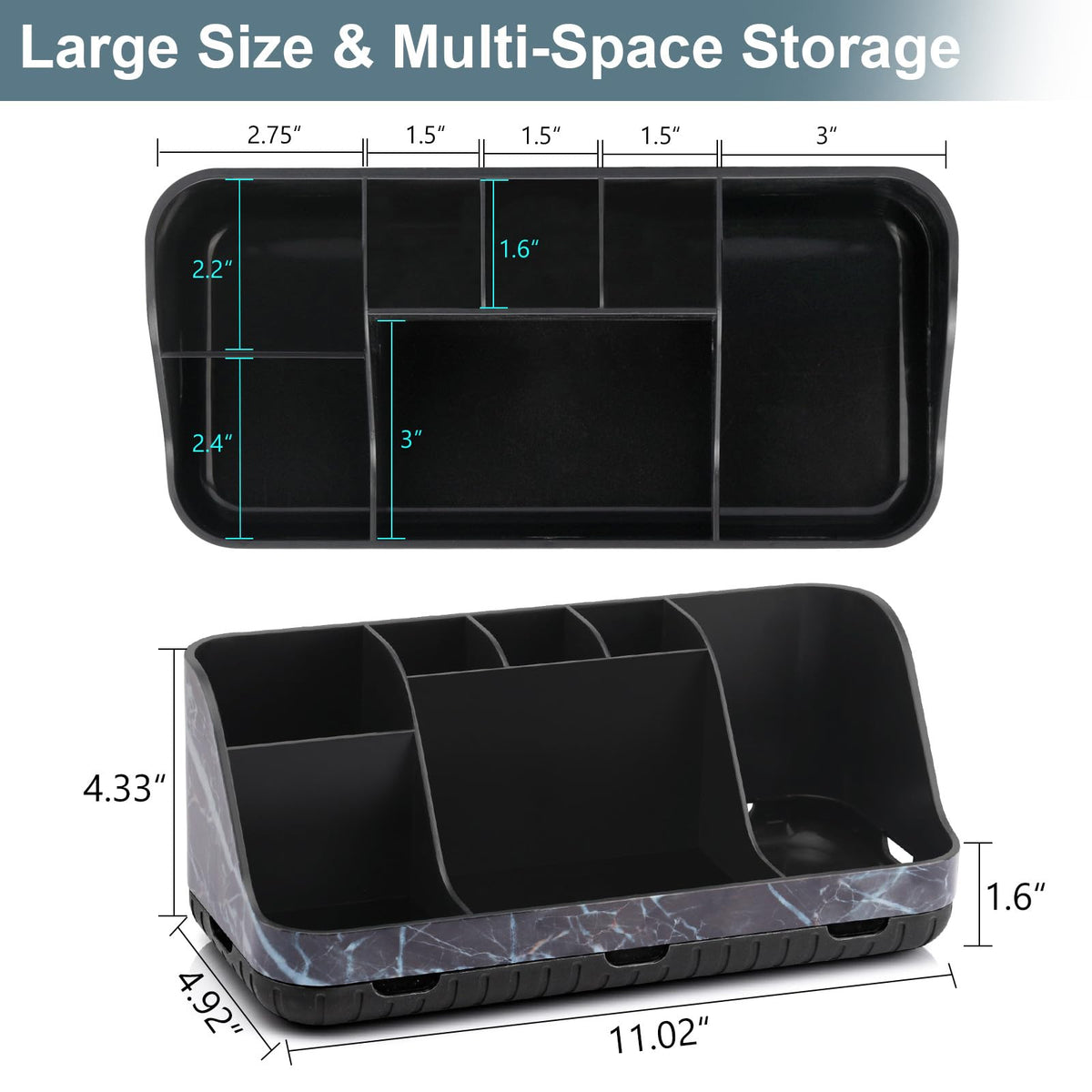 GFWARE Marble Black Holder dimensions 11.02 x 4.33 x 4.92 inches on a countertop