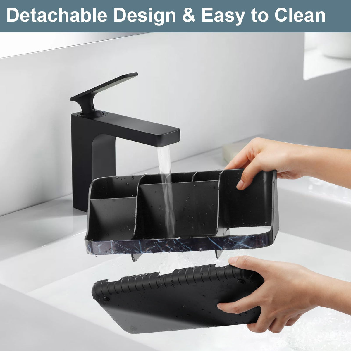 GFWARE Marble Black 7-slot layout keeping brushes and toothpaste neatly separated