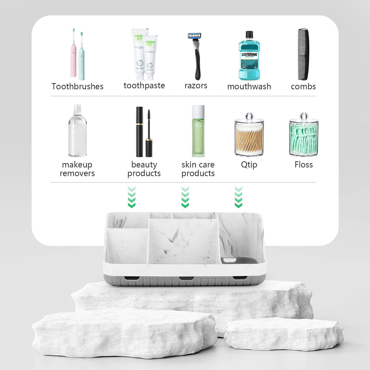 GFWARE qtip dispenser sits neatly on counters.