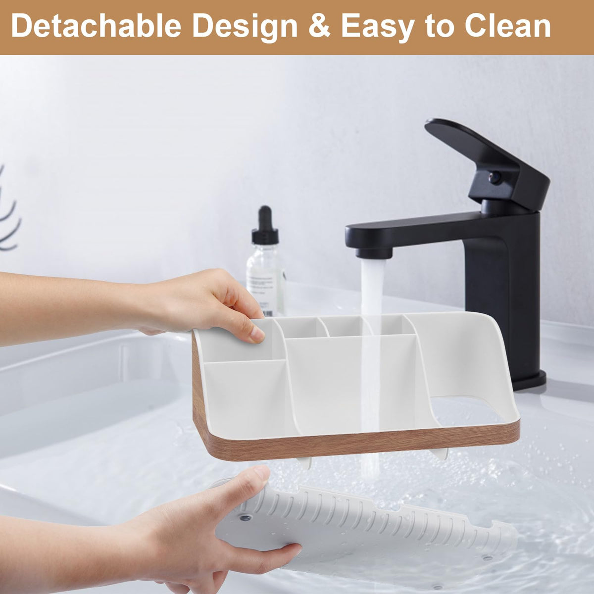 GFWARE woodgrain storage for toothpaste and cosmetics on the counter
