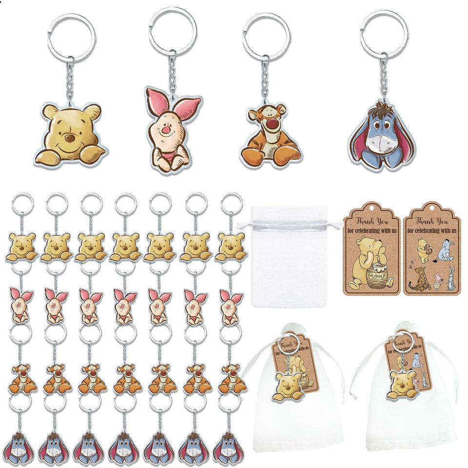 Ggjgrpx Winnie keychain close-up, durable acrylic with double-sided print for keepsakes.