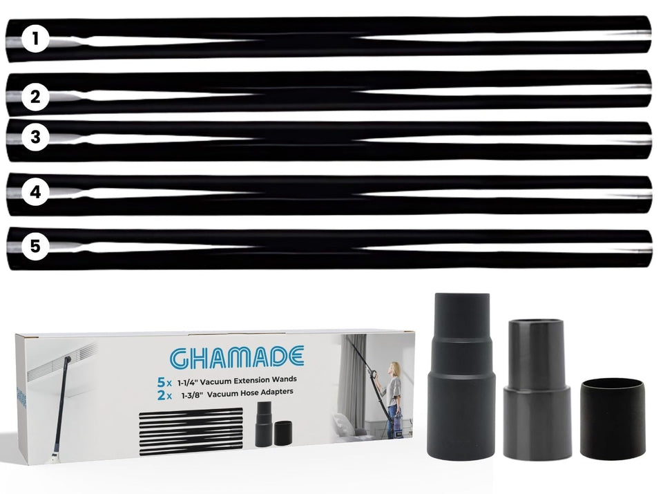 GHAMADE extension wand in use to reach tight corners and under furniture