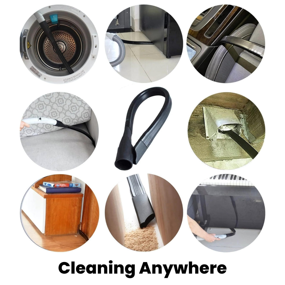 GHAMADE dyer vent cleaner attachment helps access vents and behind appliances.