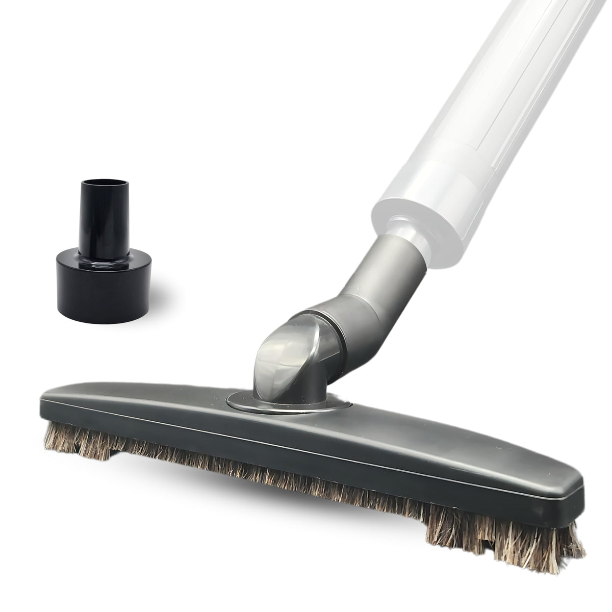 GHAMADE horsehair brush attachment gently cleans delicate wood floors without scratches.