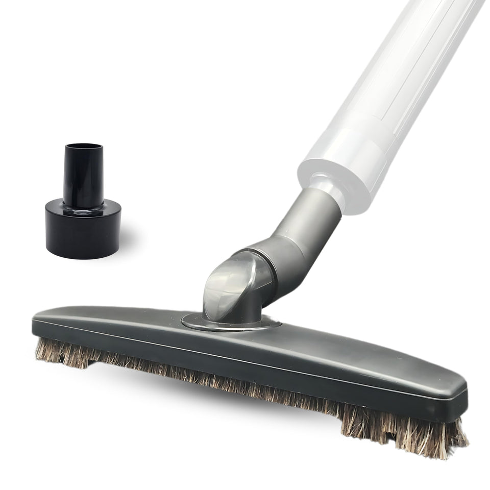GHAMADE horsehair brush attachment gently cleans delicate wood floors without scratches.