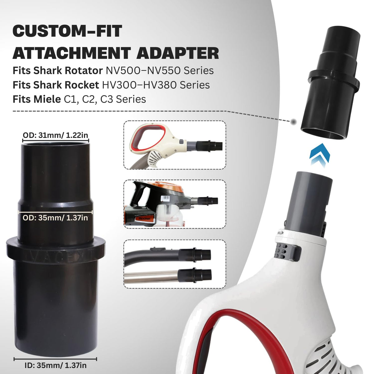 GHAMADE upholstery brush with large head for pet hair and debris.