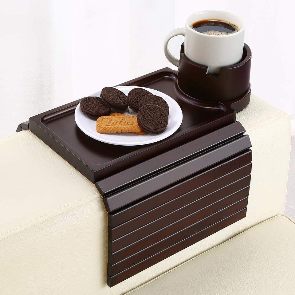 GHKINMAL couch cup holder tray clip-on for beverages and devices on sofa arms