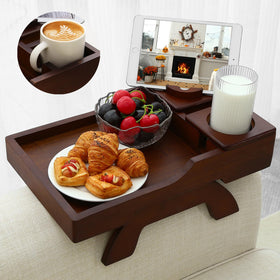 GHKINMAL couch cup holder tray over armrest keeps drinks steady for a cozy movie night