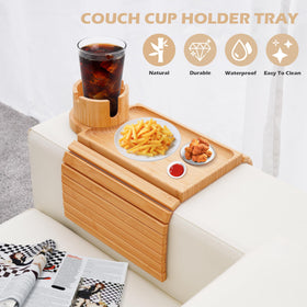 GHKINMAL large arm rest table offers space for snacks, remote, and tablet.