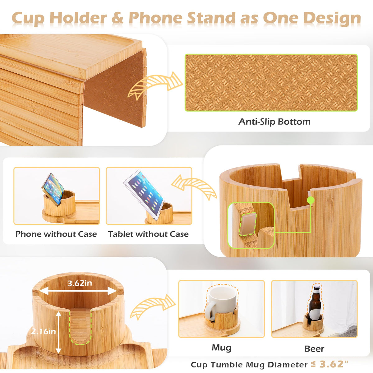 GHKINMAL table with phone slot keeps phone within reach and organized.