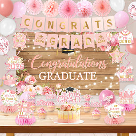 Ghokawu pink Congrats Grad banner highlights milestone moments