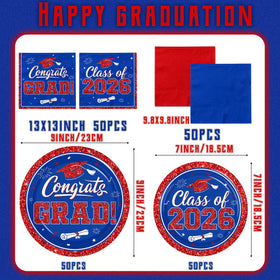 Ghokawu graduation napkins blue and red 2026 for quick cleanup