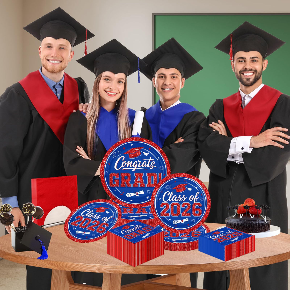 Ghokawu graduation napkins congrats grad 2026; cohesive color theme