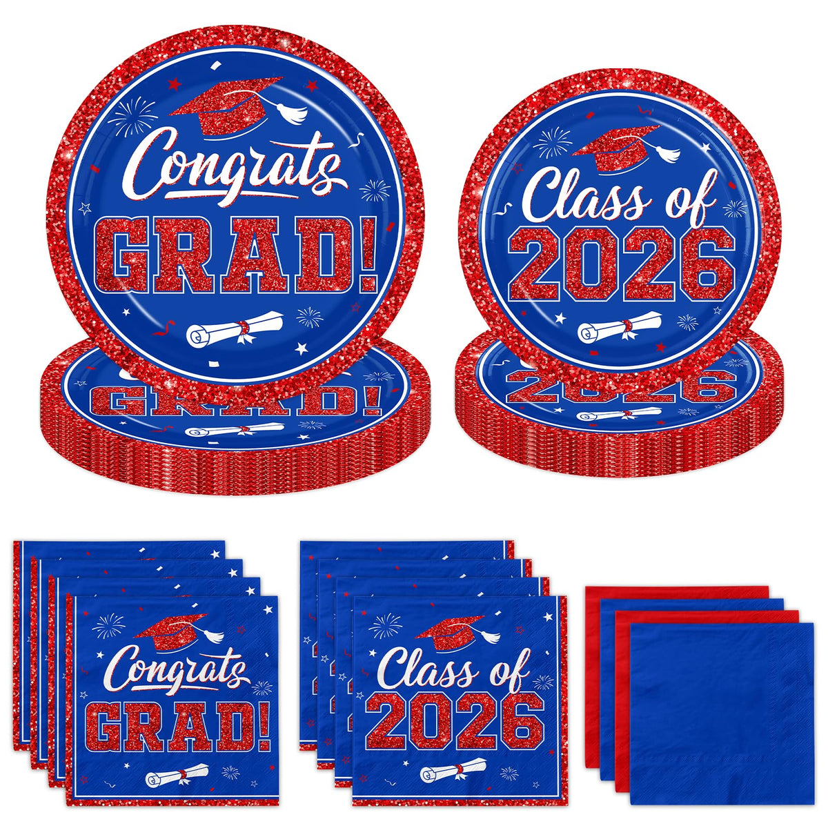Ghokawu graduation plates 9-inch congrats grad; sturdy service for celebrations