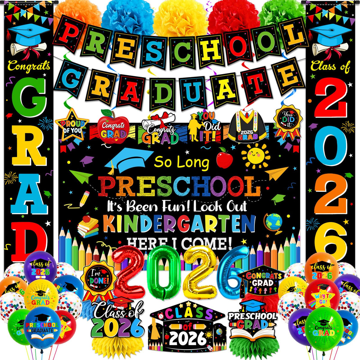 Ghokawu preschool graduation banner creates a bold backdrop for photos