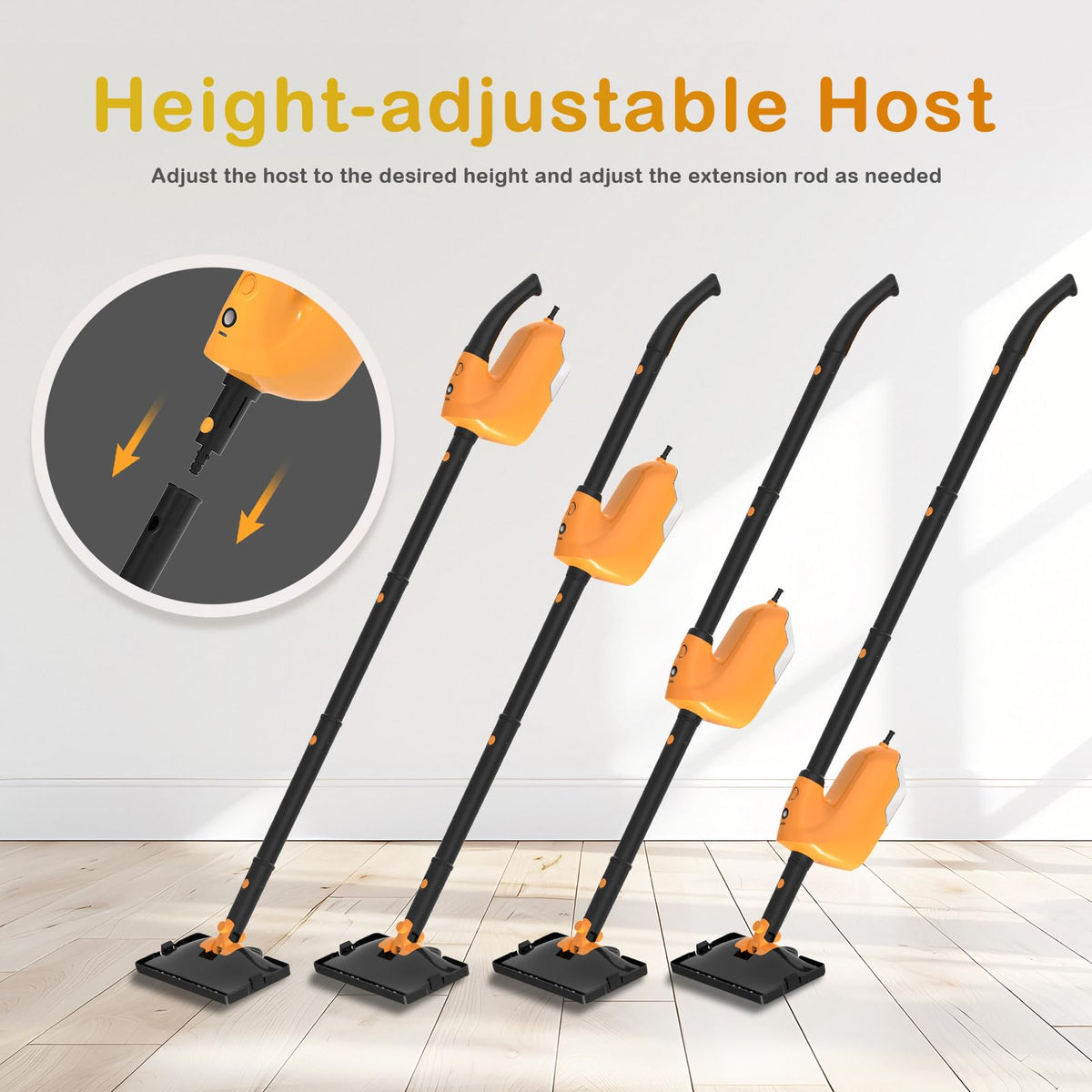 GHORA Steam Mop handheld attachment for detailed cleaning on counters and upholstery.