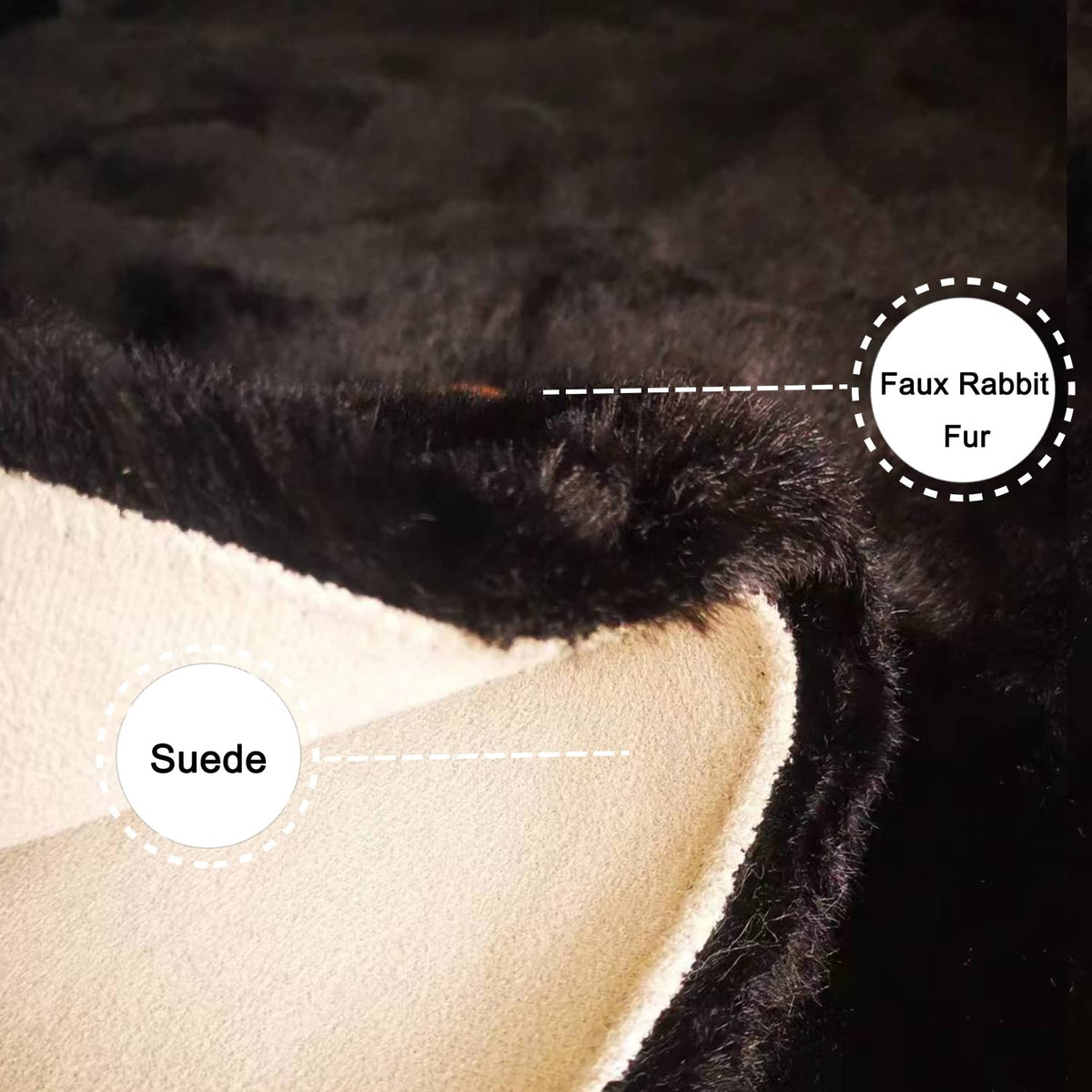 Ghouse plush rabbit fur rug 2x4 black enhances bedside comfort