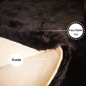 Ghouse plush rabbit fur rug 2x4 black enhances bedside comfort
