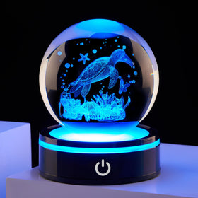 Ghtixsu 3D sea turtle crystal ball with lifelike engraving for elegant display