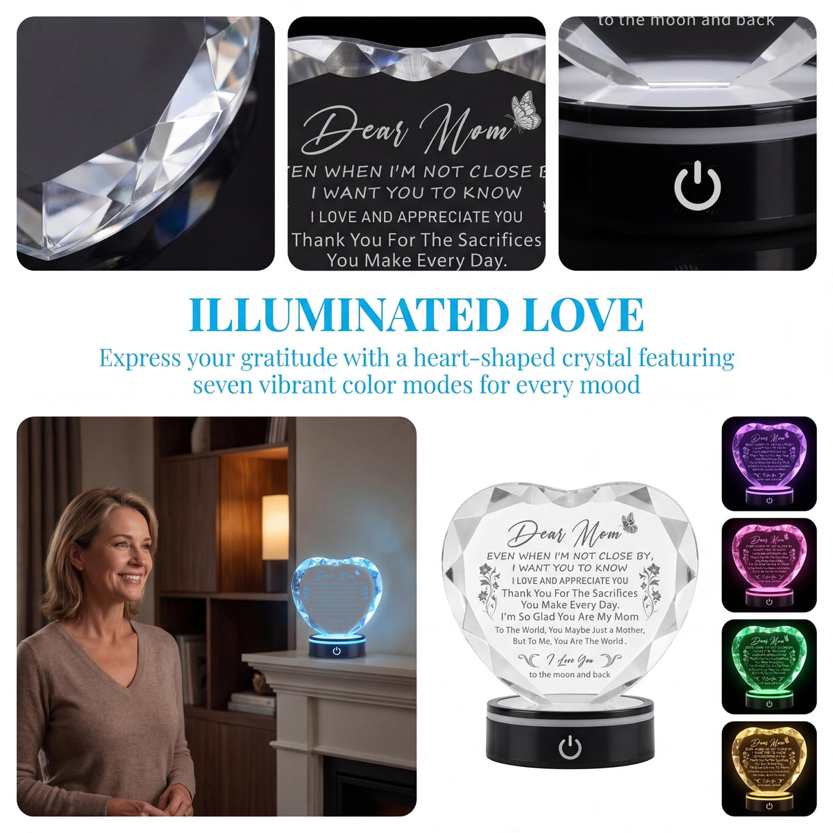 Ghtixsu laser-engraved mom quote inside the crystal remains crisp over time.