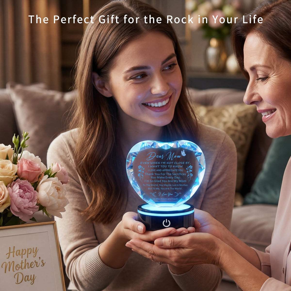 Ghtixsu LED base with multi-color glow enhances the keepsake in any room.