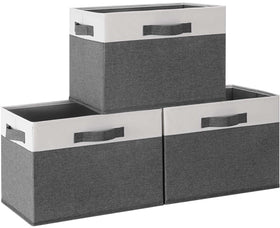 GhvyenntteS large fabric storage bin with 3 handles in a closet for organized storage.
