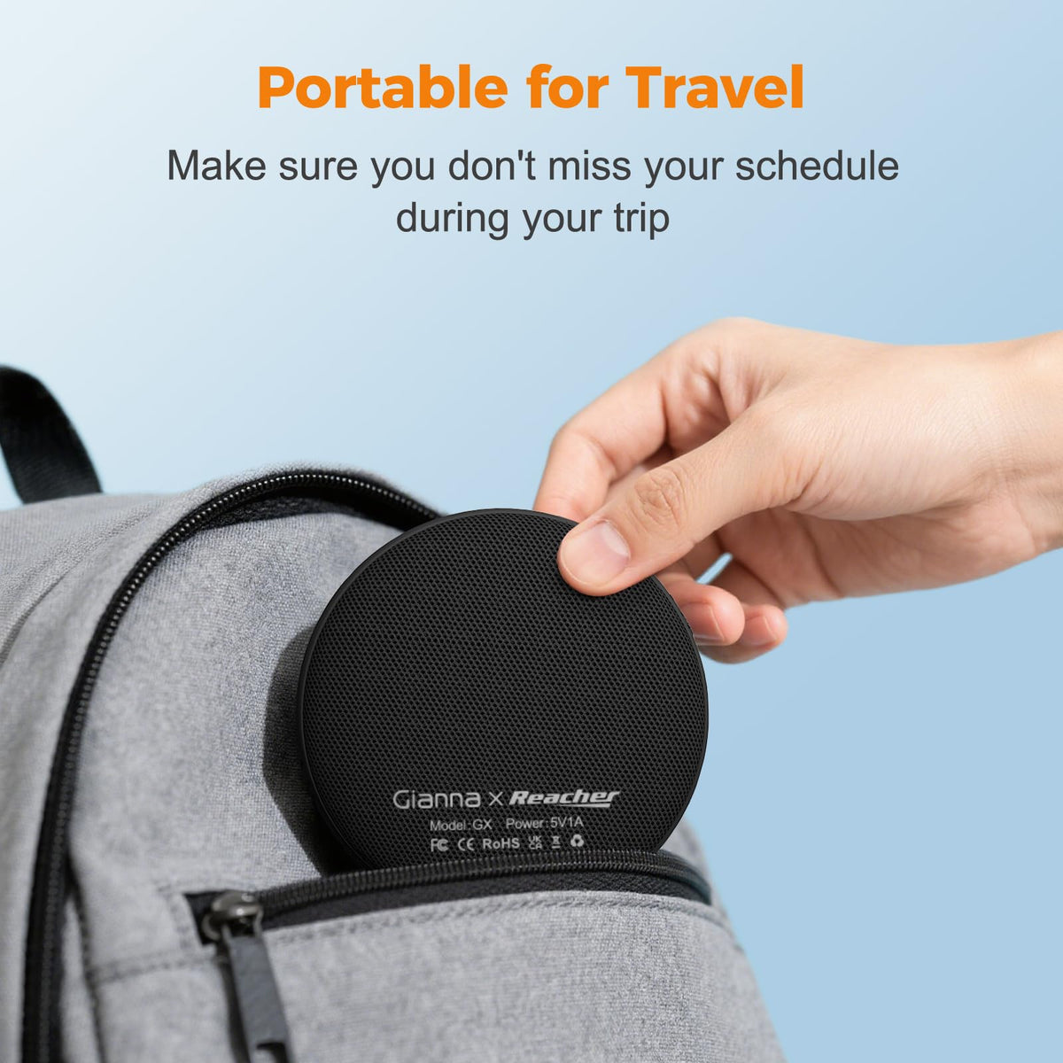 Gianna alarm clock is compact and travel-friendly for trips.
