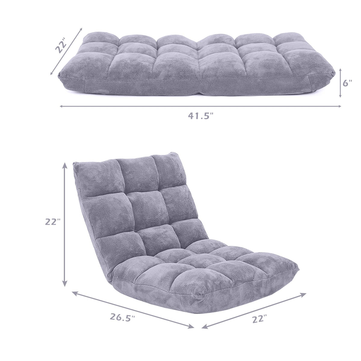 Giantex floor chair in gray demonstrates flexible seating arrangement.