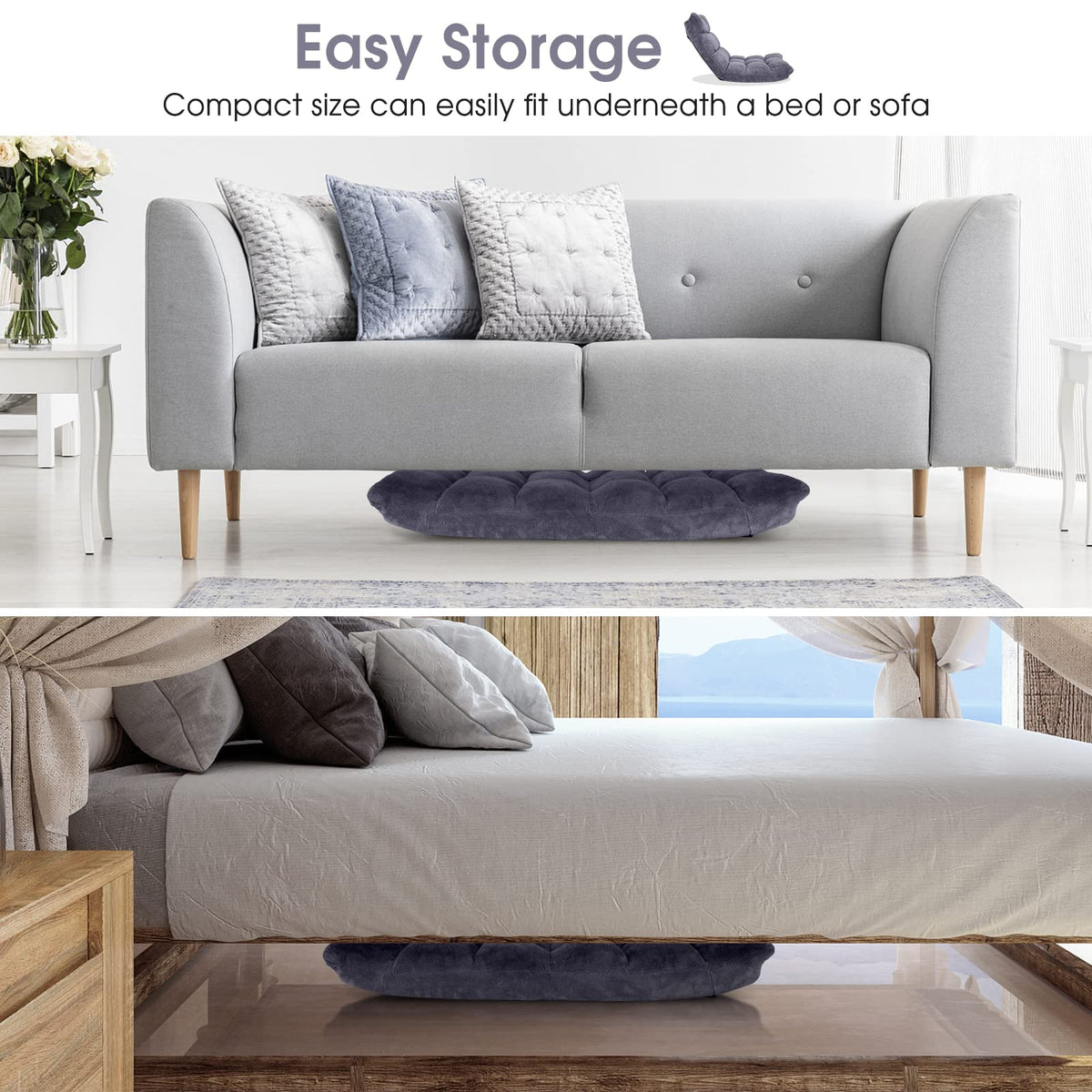 Giantex floor chair with non-slip base stays in place.