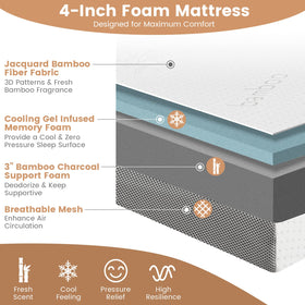 Giantex gel infused memory foam delivers cooling comfort and pressure relief.