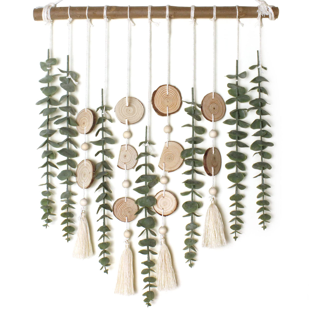GIAUMA artificial eucalyptus wall decor on a natural wood stick for a minimalist focal point